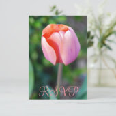 Quinceanera RSVP Roze Tulip 15th Birthday Kaartje (Staand voorkant)