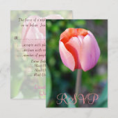 Quinceanera RSVP Roze Tulip 15th Birthday Kaartje (Voorkant / Achterkant)