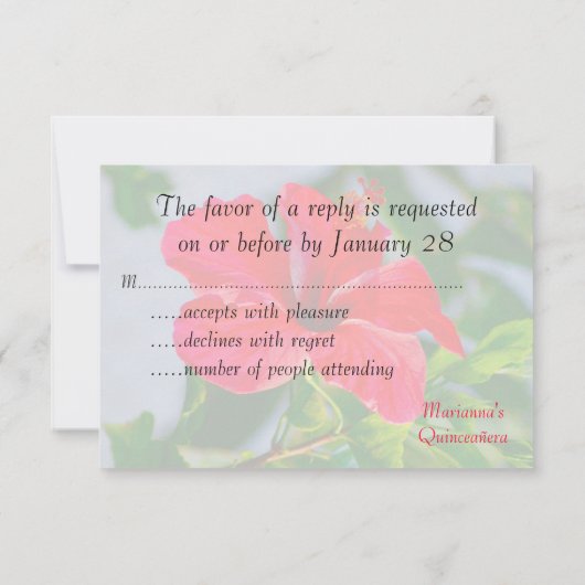 Quinceanera RSVP  roze ventilator Kaartje (Achterkant)