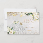 Quinceanera RSVP Silver Glitter Gown Invitation Kaart (Voorkant)
