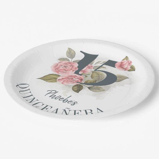 Quinceanera Rustic 15th Birthday Floral Papieren Bordje (Gekanteld)