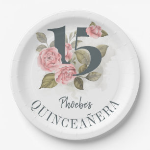 Quinceanera Rustic 15th Birthday Floral Papieren Bordje