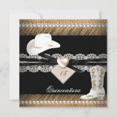 Quinceanera Rustic Burlap Cowgirl Pet Boots Kaart (Voorkant)