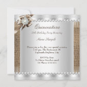 Quinceanera Rustic Burlap Pearl Lace Pearl Kaart (Achterkant)