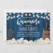 Quinceanera Rustic Daisy Flowers Barrel Navy Blue Kaart (Voorkant)