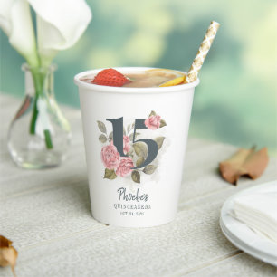 Quinceanera Rustic Floral 15e verjaardag Papieren Bekers