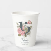 Quinceanera Rustic Floral 15e verjaardag Papieren Bekers (Voorkant)