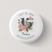 Quinceanera Rustic Floral 15e verjaardag Ronde Button 3,2 Cm (Voorkant)