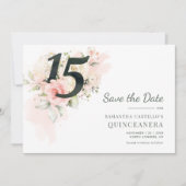 Quinceanera Rustic Floral 15e verjaardag Save The Date (Voorkant)