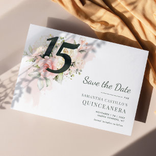 Quinceanera Rustic Floral 15e verjaardag Save The Date