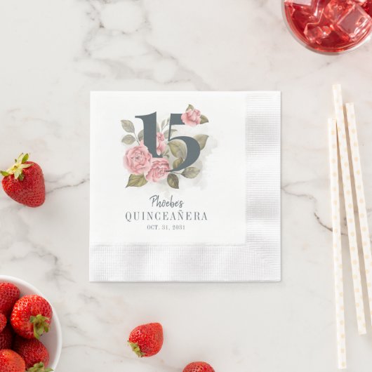 Quinceanera Rustic Floral 15e verjaardag Servet (Insitu)