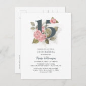 Quinceanera Rustic Floral 15e verjaardag Uitnodiging Briefkaart (Voorkant / Achterkant)