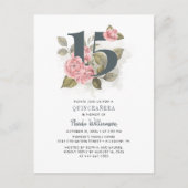 Quinceanera Rustic Floral 15e verjaardag Uitnodiging Briefkaart (Voorkant)