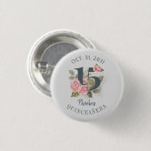 Quinceanera Rustic Floral 15th Birthday Button (Voorkant /achterkant)