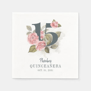 Quinceanera Rustic Floral 15th Birthday Paper Servet