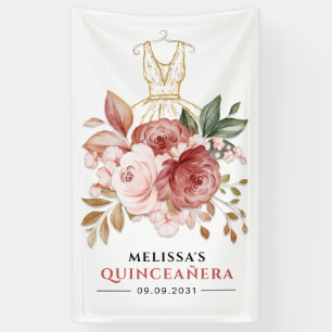 Quinceanera Rustic Floral 15th Birthday Welkom Spandoek