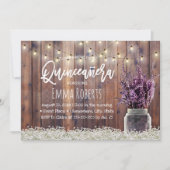 Quinceanera Rustic Lavender Floral String Lights Kaart (Voorkant)