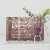 Quinceanera Rustic Lavender Floral String Lights Kaart (Staand voorkant)