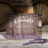 Quinceanera Rustic Lavender Flowers & Lantern Kaart