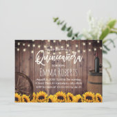 Quinceanera Rustic Sunflower Wood Barrel Birthday Kaart (Staand voorkant)