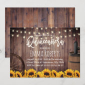Quinceanera Rustic Sunflower Wood Barrel Birthday Kaart (Voorkant / Achterkant)