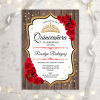 Quinceanera - Rustic Wood Red Roses