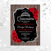 Quinceanera - Rustic Wood Silver Red Kaart