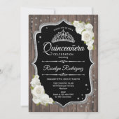 Quinceanera - Rustic Wood Silver White Kaart (Voorkant)