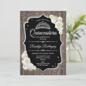 Quinceanera - Rustic Wood Silver White Kaart (Staand voorkant)