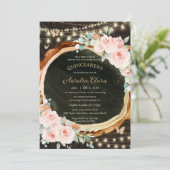 Quinceañera Rustieke Blush Bloemen Betoverd Bos Kaart (Staand voorkant)