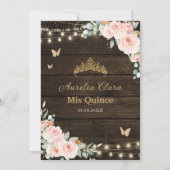 Quinceañera Rustieke Blush Bloemen Betoverd Bos Kaart (Achterkant)