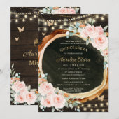 Quinceañera Rustieke Blush Bloemen Betoverd Bos Kaart (Voorkant / Achterkant)