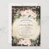 Quinceañera Rustieke Blush Bloemen Betoverd Bos Kaart (Voorkant)