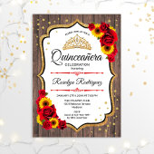 Quinceanera - Rustieke Houten Witte Zonnebloemen R Kaart