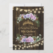 Quinceañera rustieke Paarse bloemenbetoverde bos Save The Date (Achterkant)