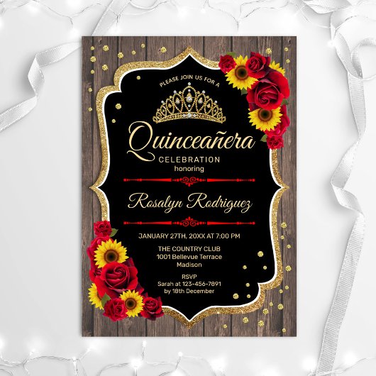 Quinceanera - Rustige Rozen van hout Kaart
