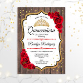 Quinceanera - Rustisch Wood White Gold Kaart