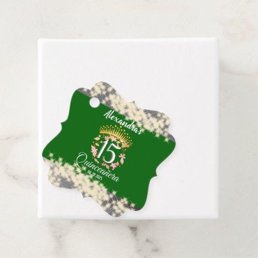 Quinceanera Sage Green Elegant Princess Bedankjes Labels (In situ)