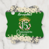 Quinceanera Sage Green Elegant Princess Bedankjes Labels (Voorkant)