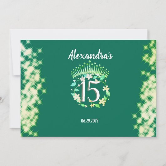 Quinceanera Sage Green Elegant Prinses Foto Bedankkaart (Achterkant)