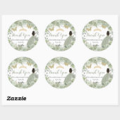Quinceañera Sage Green Floral Brown Princess Favor Ronde Sticker (Vel)