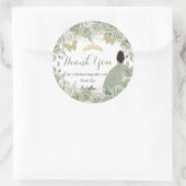 Quinceañera Sage Green Floral Brown Princess Favor Ronde Sticker (Tas)