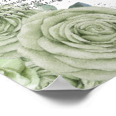 Quinceañera Sage Green Floral Silver Seating Chart Poster (Hoek)