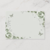 Quinceanera Sage Green Silver Floral Details Informatiekaartje (Achterkant)