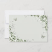 Quinceanera Sage Green Silver Floral Reply RSVP Kaartje (Achterkant)