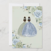 Quinceañera Sage Groen Baby Blauw Bloemen Tweeling Kaart (Achterkant)