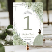 Quinceañera Sage Groen Bloemen Zilver Meisje Jurk Kaart