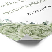 Quinceañera Sage Groen Bloemen Zilver Welkomstbord Poster (Hoek)