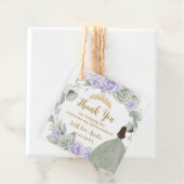 Quinceañera Sage Groen Paarse Lila Bloemengoud Bedankjes Labels (In situ)