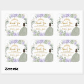 Quinceañera Sage Groen Paarse Lila Bloemengoud Vierkante Sticker (Vel)